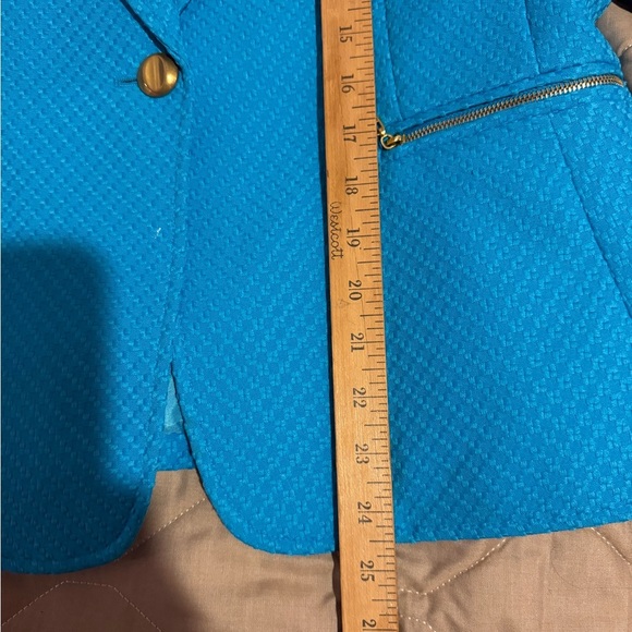 Tahari Levine Studio Blazer Womens Size 12 Blue Collared Long Sleeve Two Pockets - Picture 4 of 13